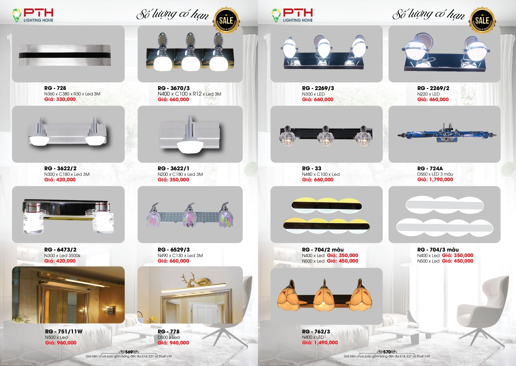 Bảng giá đèn trang trí PTH Lighting Home 2026